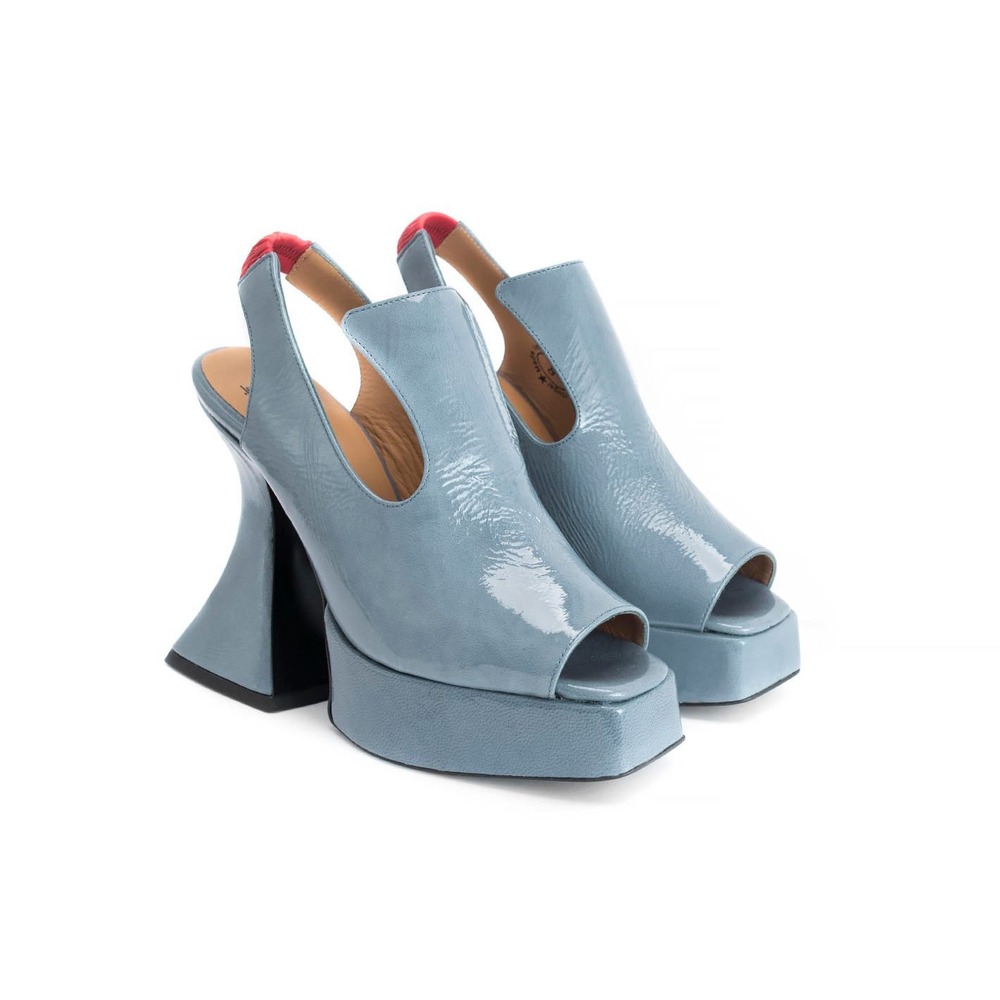 John Fluevog Mega Munster Lady Miss Platform Slingback Heels 11 Patent Leather